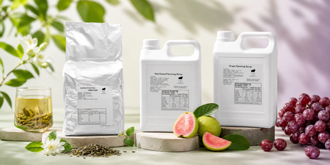 Fruit Tea Bundle: jasmine green tea with red guava and grape flavouring syrup